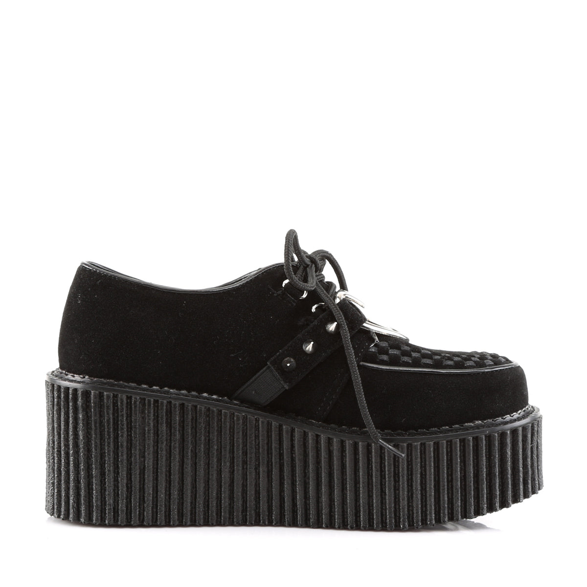 CREEPER-206 Black Vegan Suede-Vegan Leather
