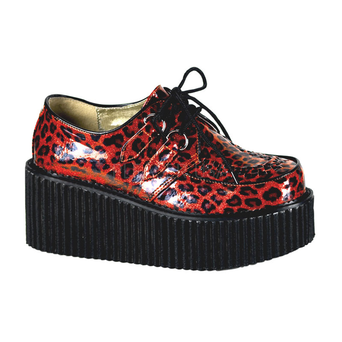 CREEPER-208 Red Cheetah Glitter Patent
