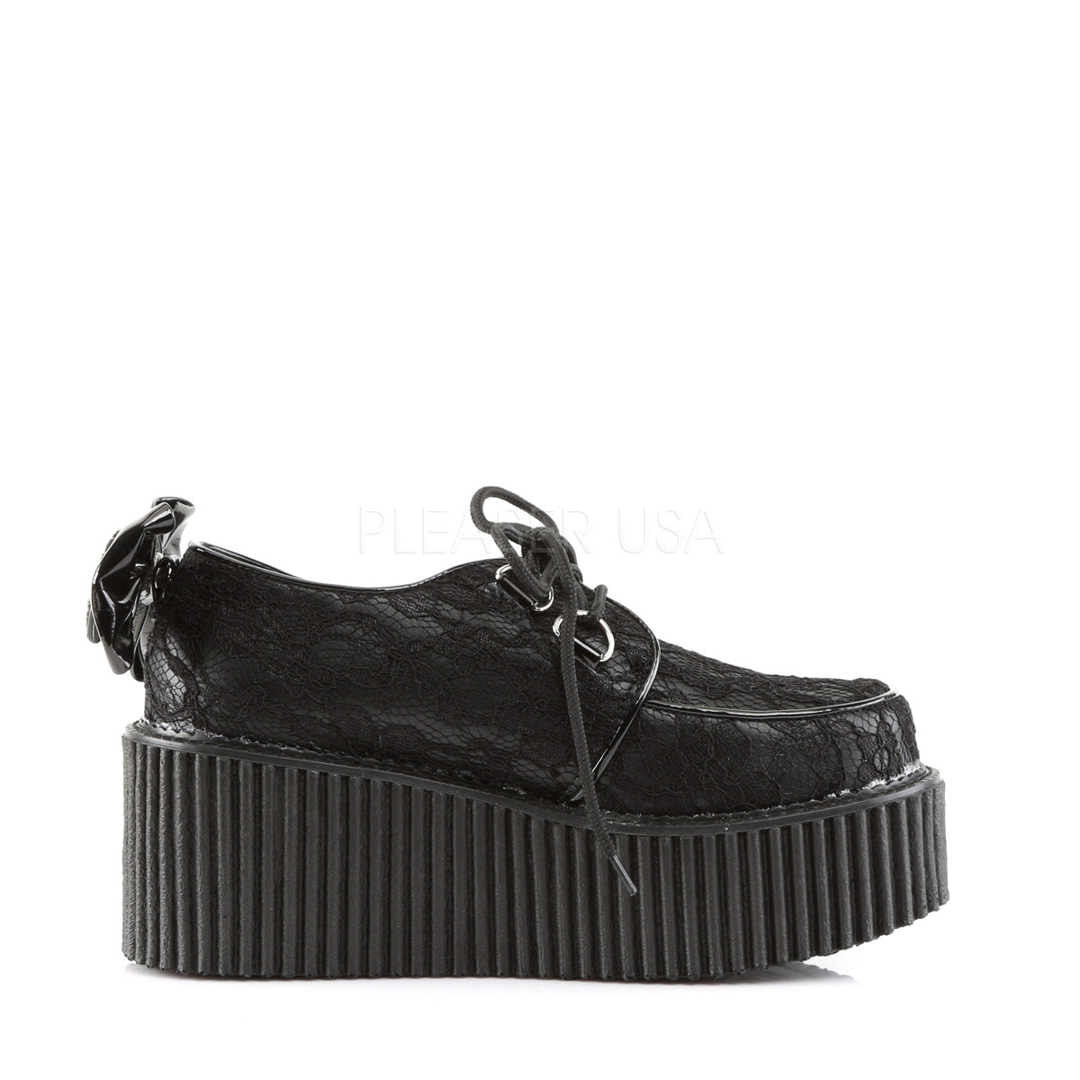 CREEPER-212 Black Vegan Leather-Lace