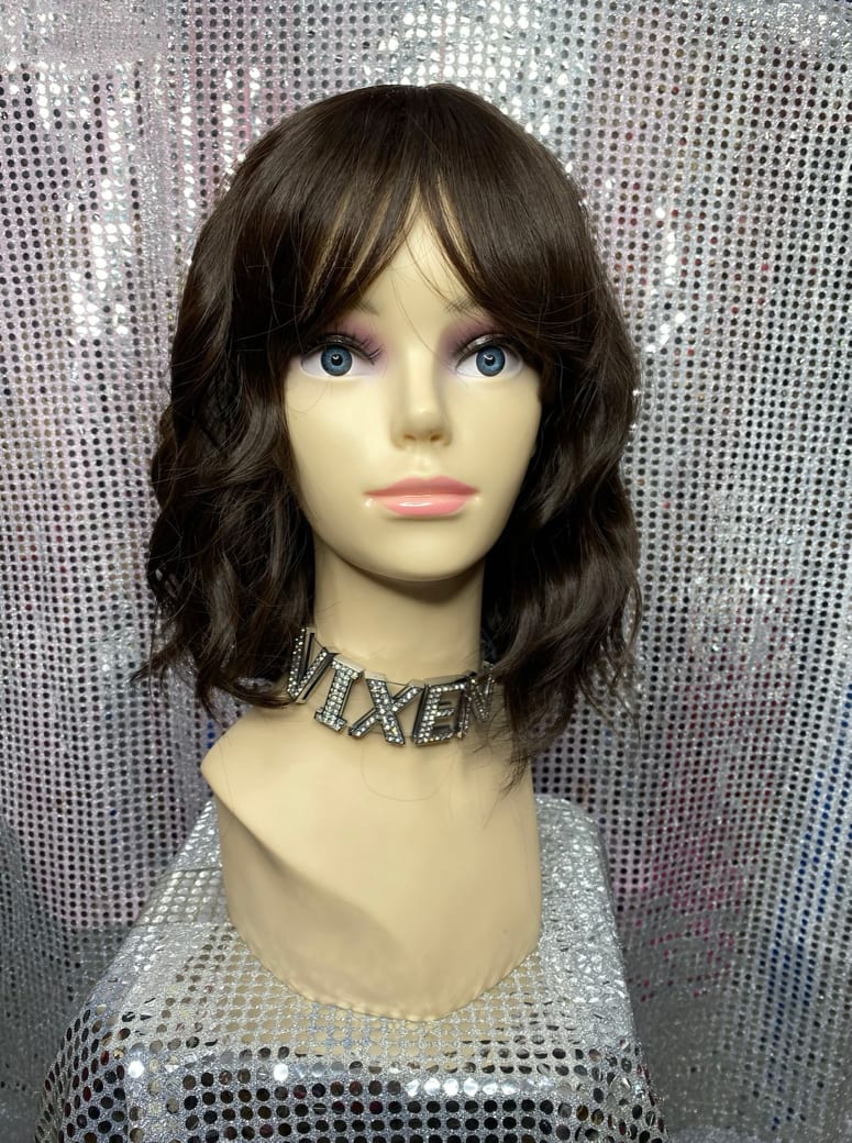 Natural Curly Long Bob with Fringe