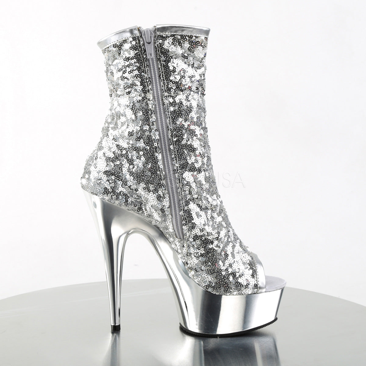 DELIGHT-1008SQ Silver Sequins/Silver Chrome