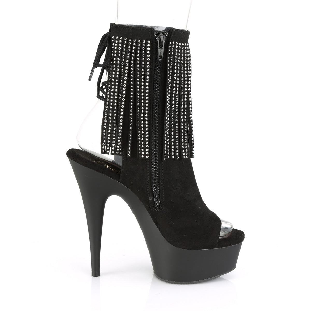 DELIGHT-1018RSF Black Faux Suede/Black Matte