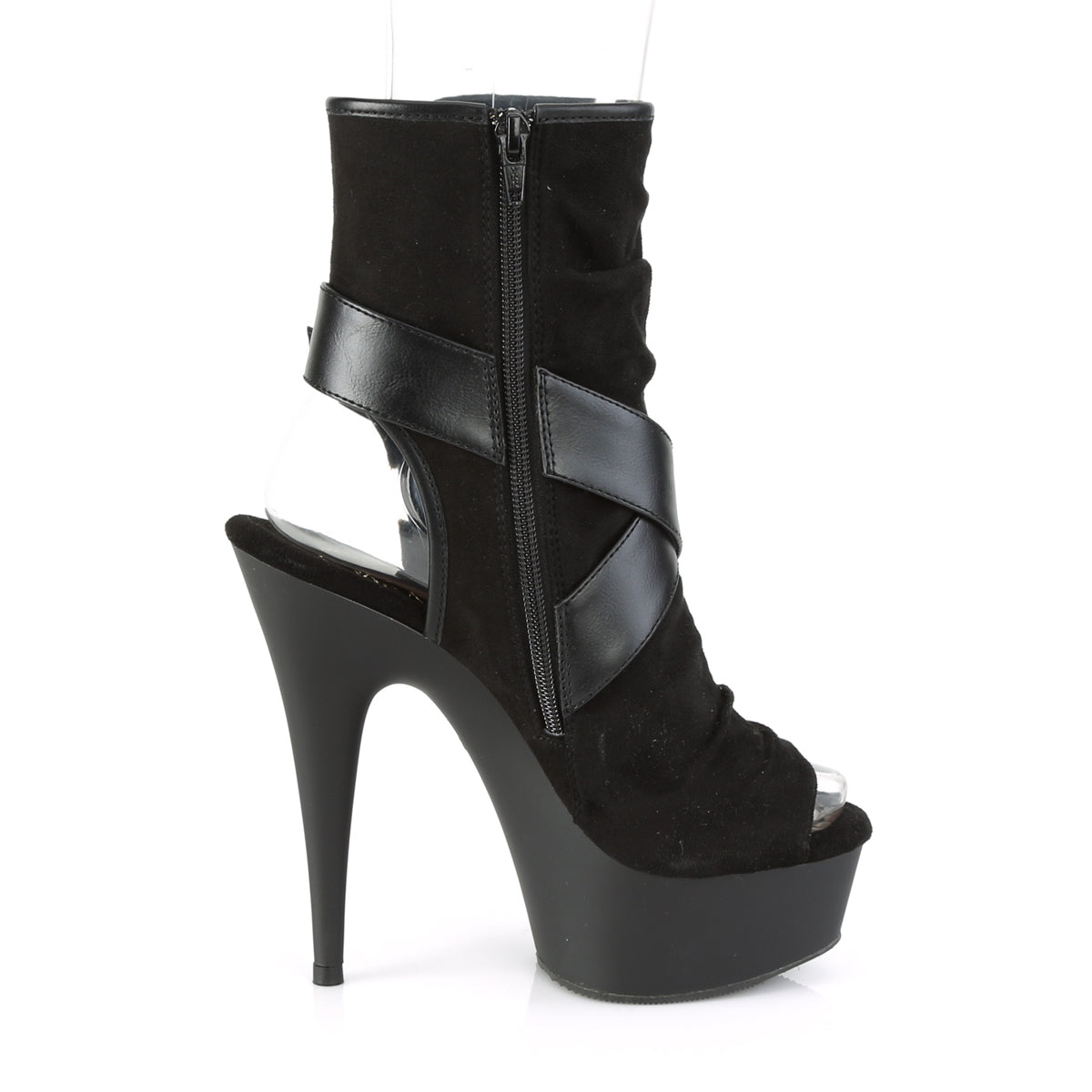 DELIGHT-1034 Black Faux Suede-Faux Leather/Black Matte