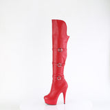 DELIGHT-3018  Red Stretch Faux Leather/Red Matte