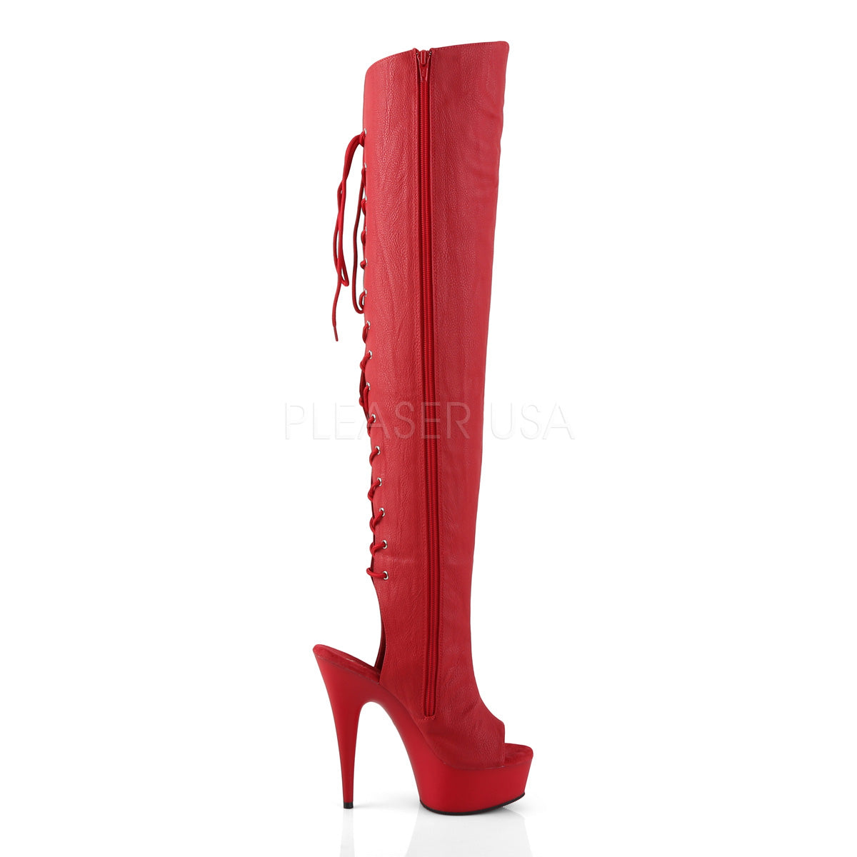 DELIGHT-3019 Red Faux Leather/Red Matte