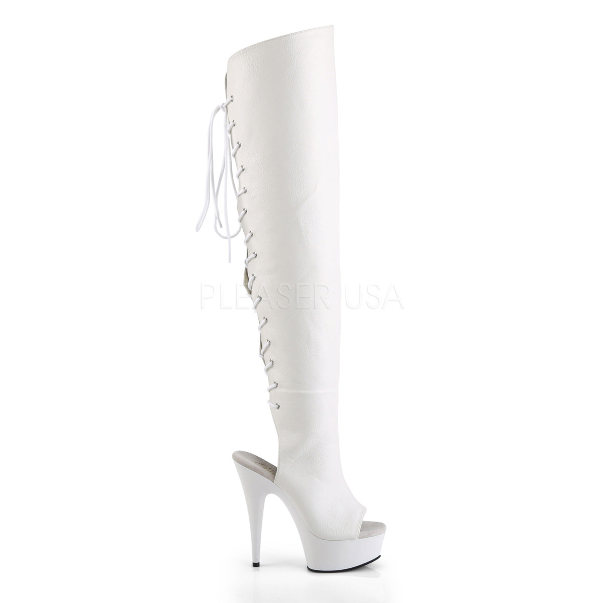 DELIGHT-3019 White Faux Leather/White