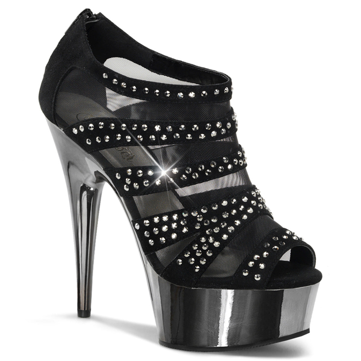 DELIGHT-600-8 Black Vegan Suede/Pewter Chrome