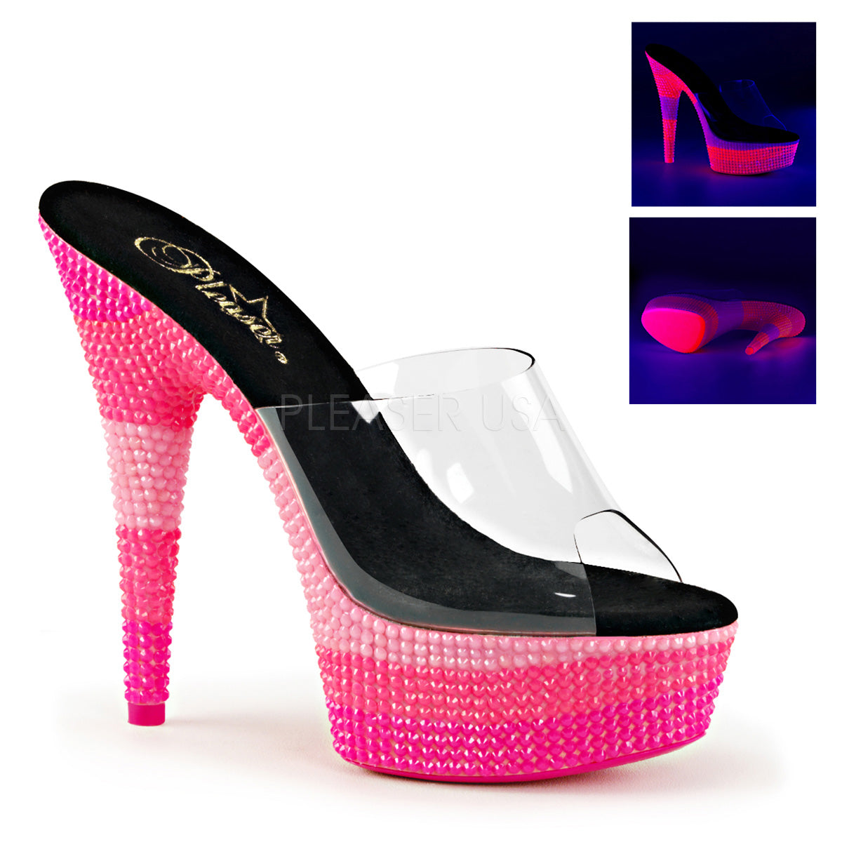 DELIGHT-601UVS Clear/Neon Multi Hot Pink