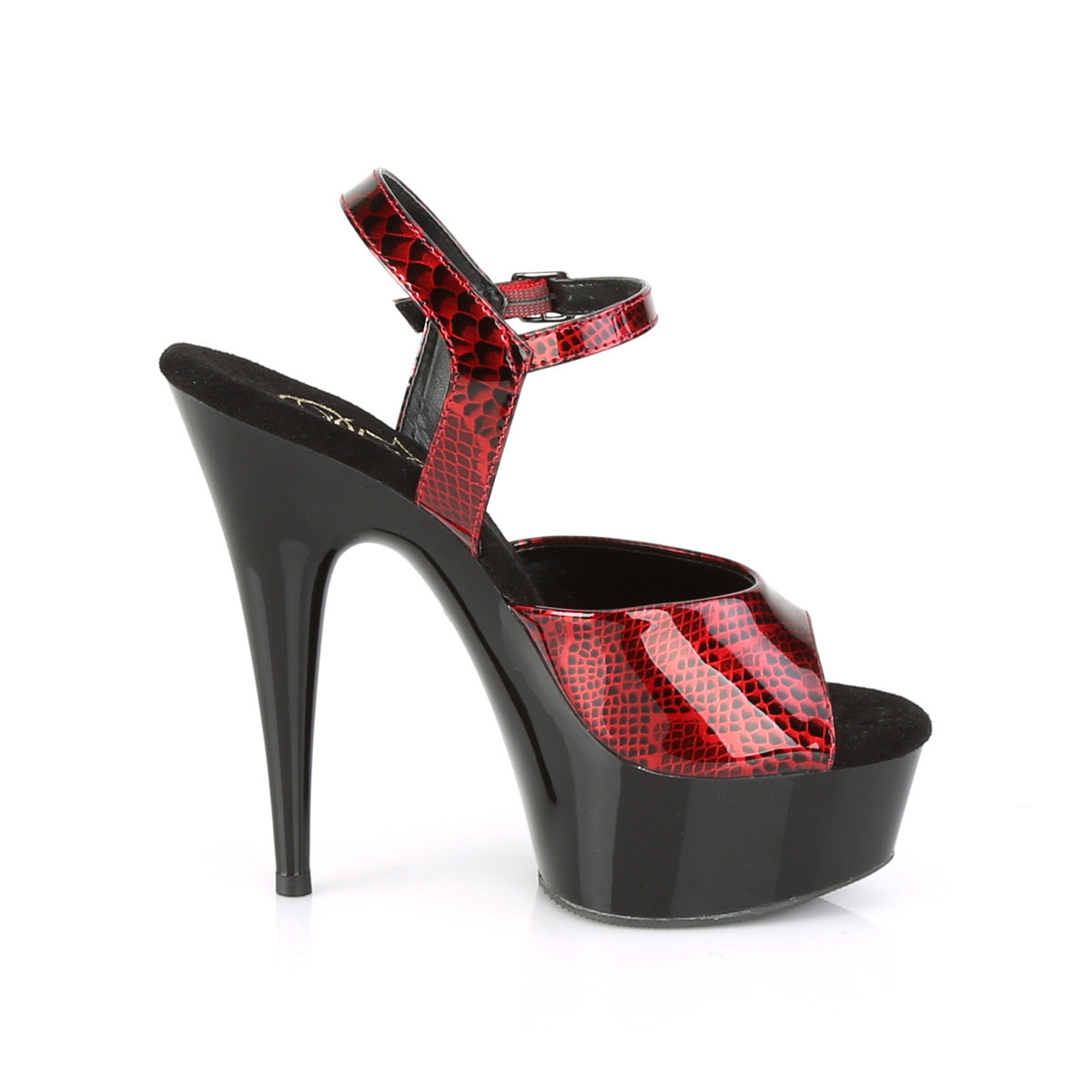 DELIGHT-609SP Red Snake Print Patent/Black