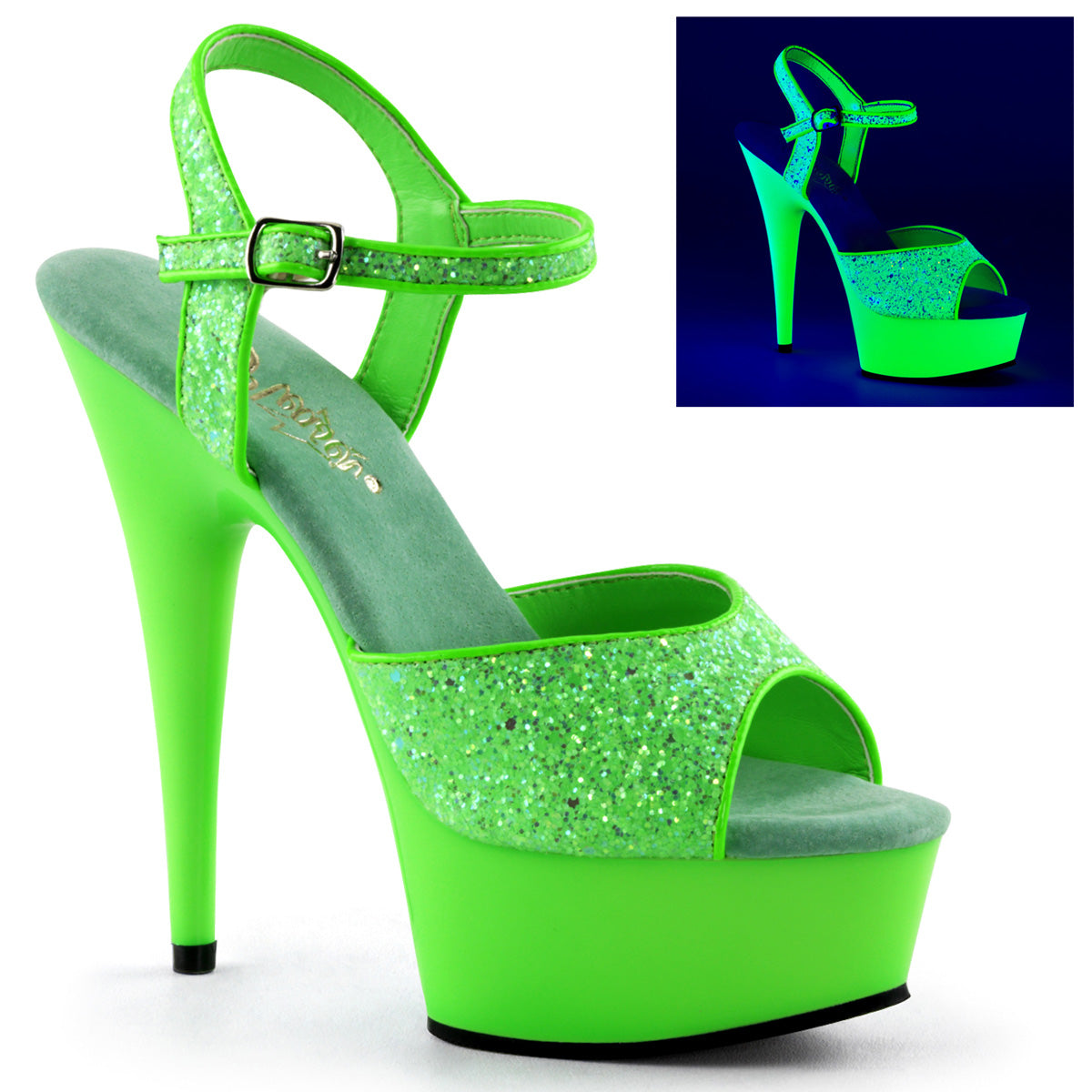 DELIGHT-609UVG Neon Green Glitter/Green