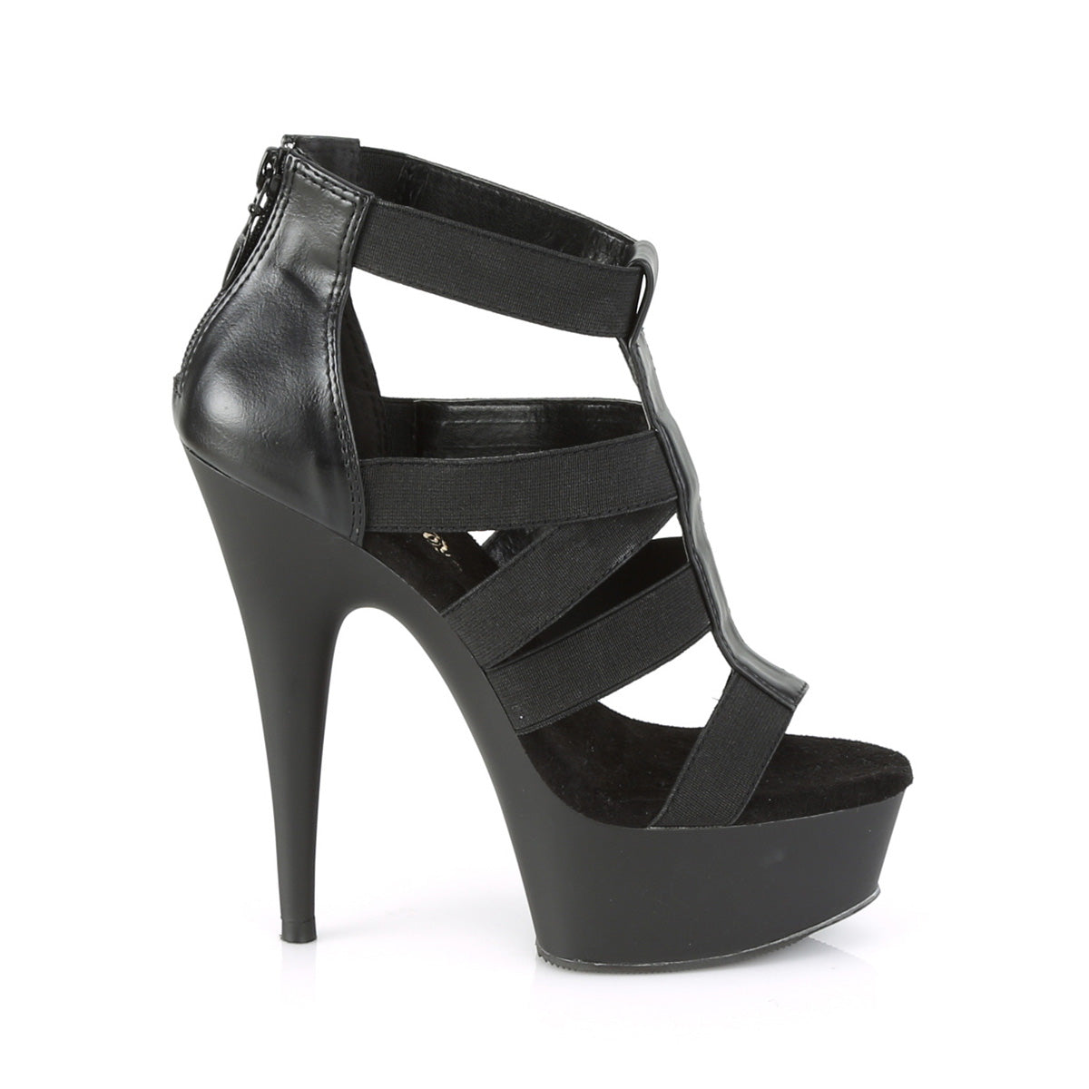 DELIGHT-651 Black Elastic Band-Faux Leather/Black Matte