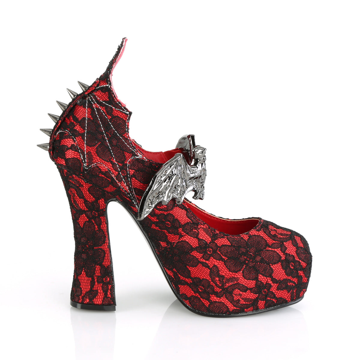 DEMON-18 Red Satin-Black Lace