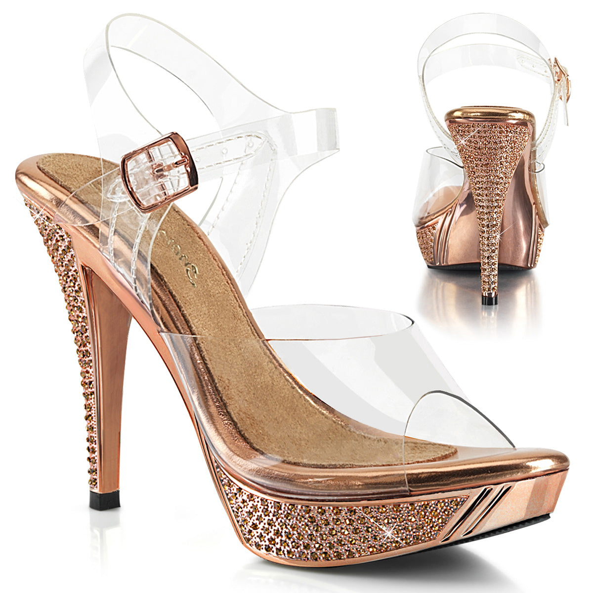ELEGANT-408 Clear-Rose Gold/Rose Gold Chrome