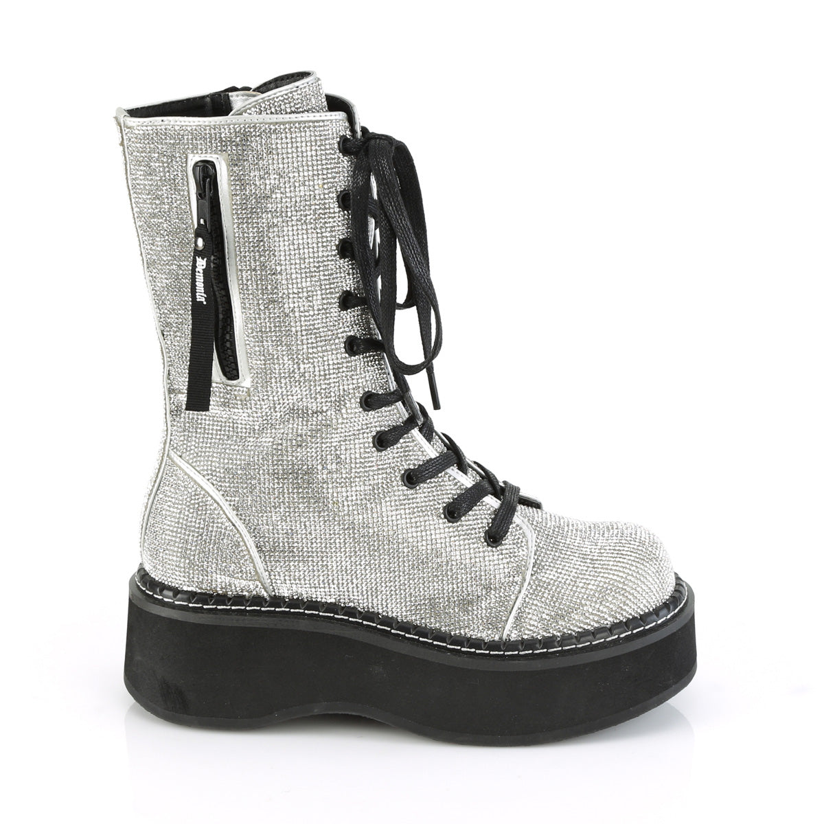 EMILY-362 Silver Vegan Leather-Rhinestone