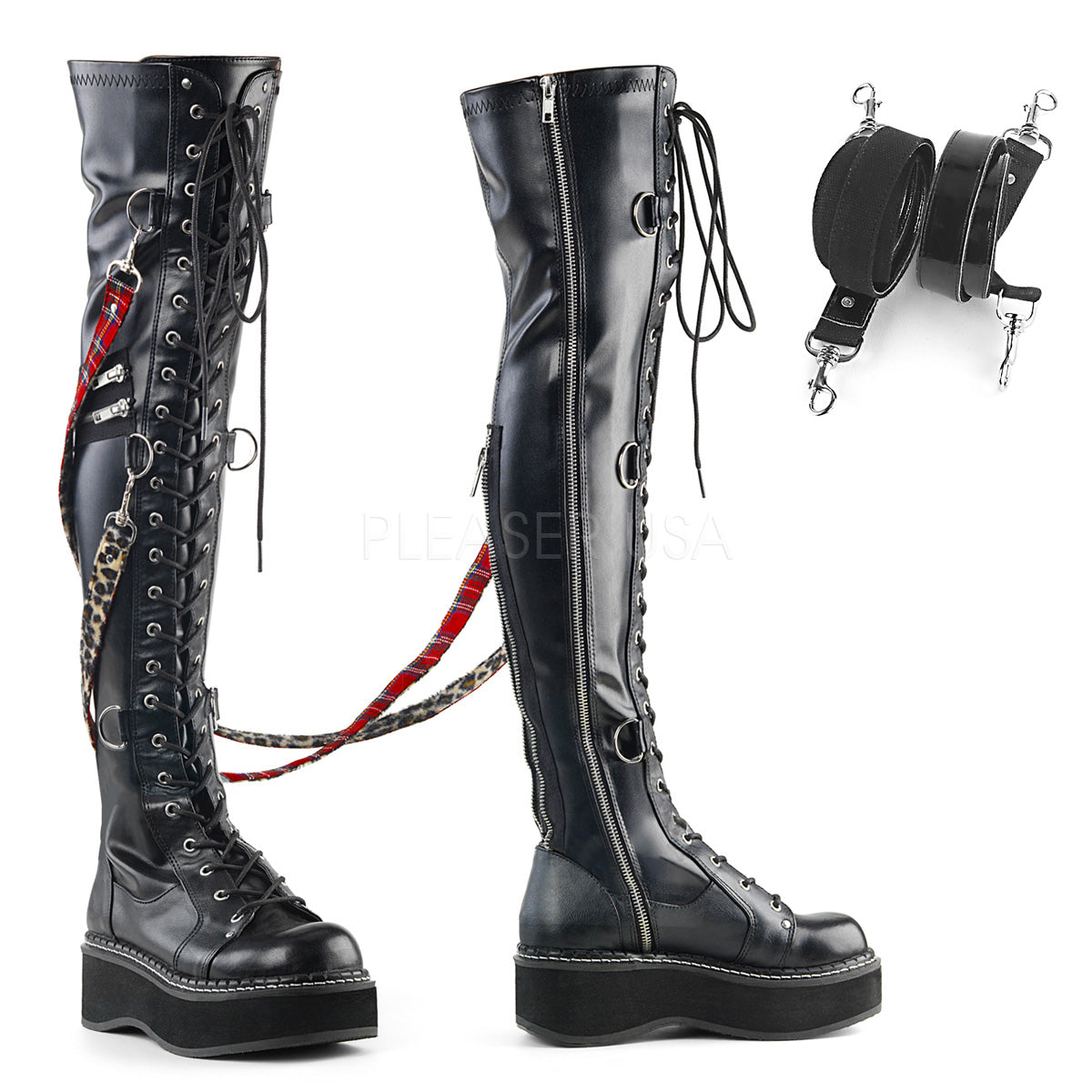EMILY-377 Black Str Vegan Leather