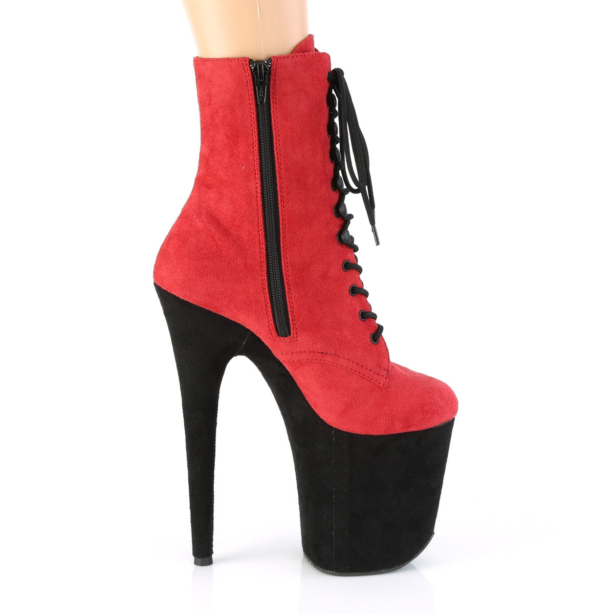 FLAMINGO-1020FSTT Red Faux Suede/Black Faux Suede