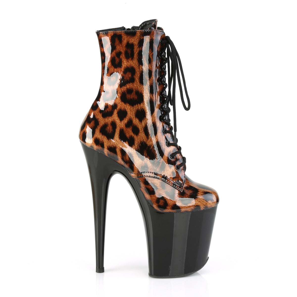 FLAMINGO-1020LP Brown Leopard Print Patent/Black