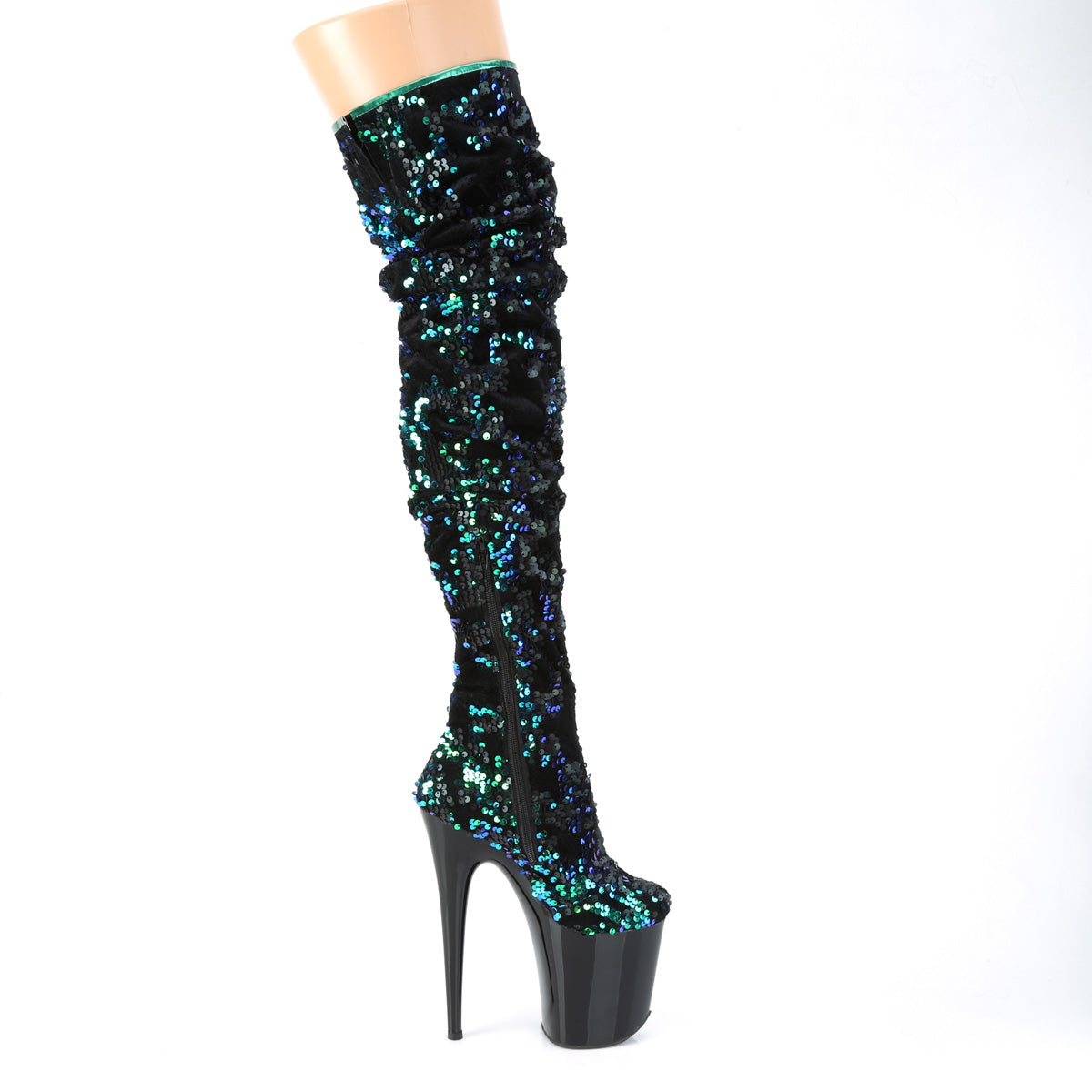 FLAMINGO-3004 Green Iridescent Sequins/Black