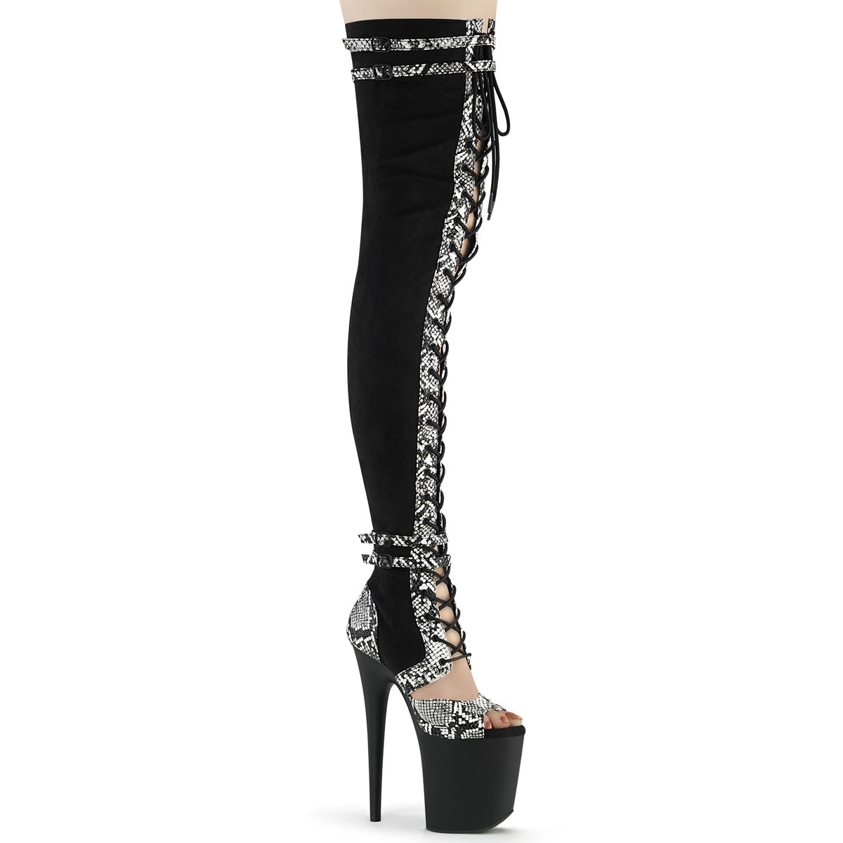 FLAMINGO-3027SP Black Faux Suede-Snake Print Faux Le/Black Matte