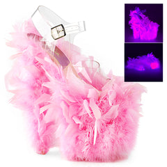 FLAMINGO-808F  Clear/Neon Pink Marabou Feather