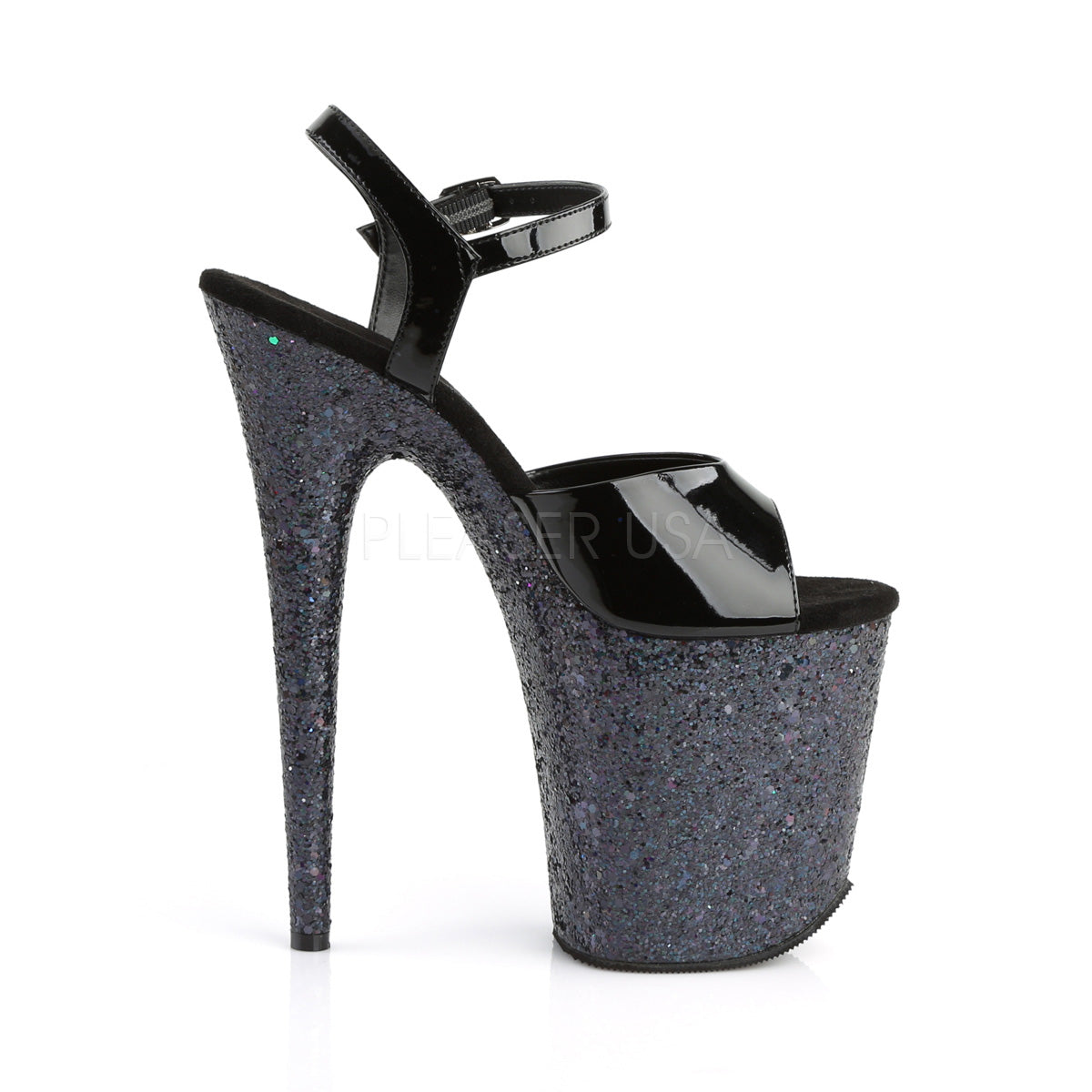 FLAMINGO-809LG Black Patent/Black Multi Glitter