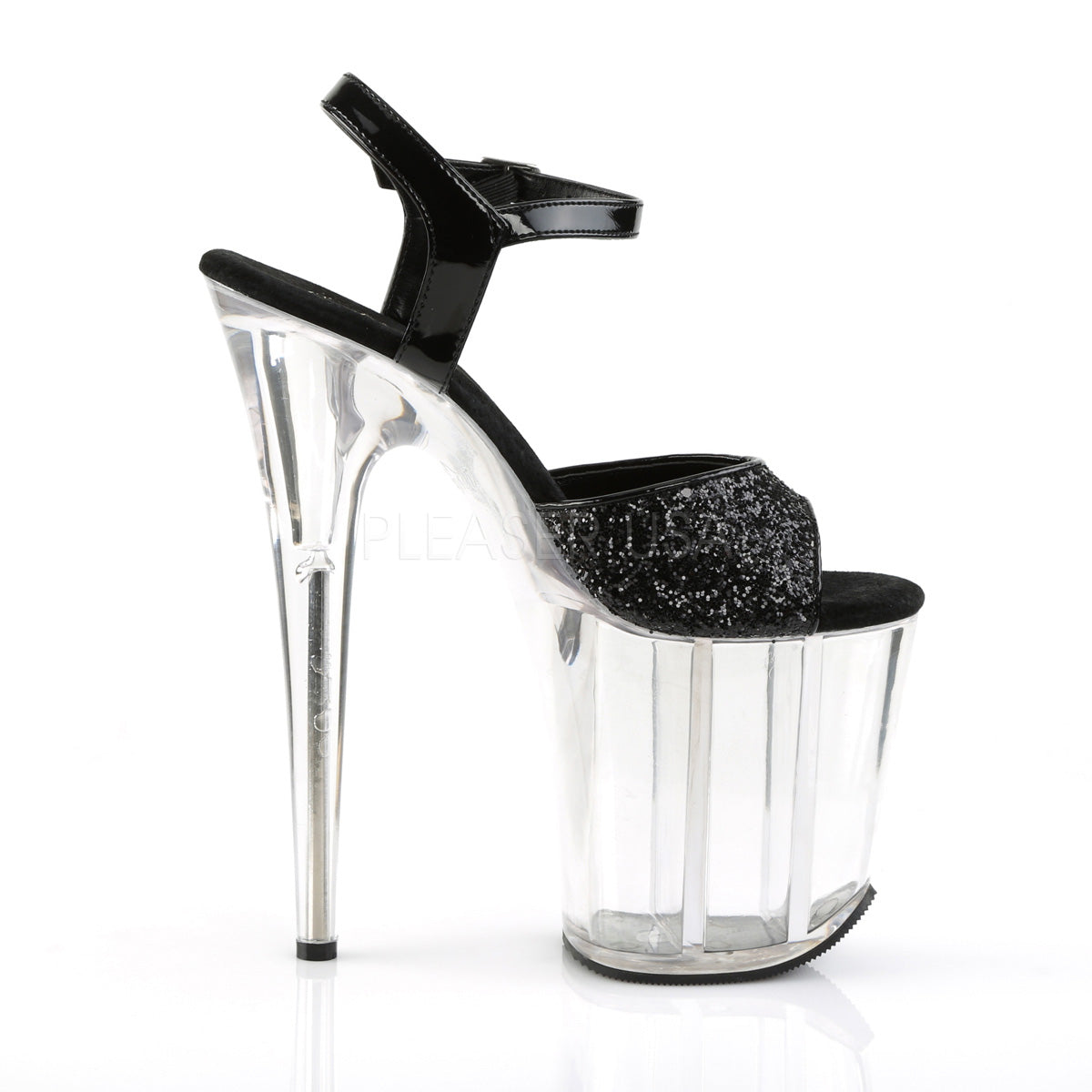 FLAMINGO-810 Black Glitter-Patent/Clear
