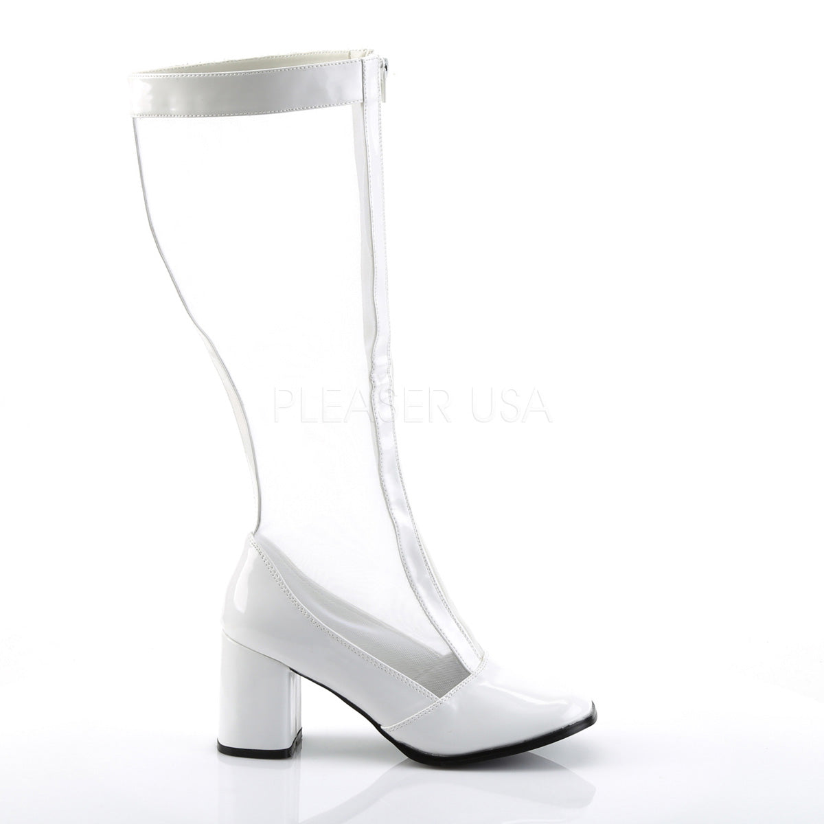 GOGO-307 White Str Patent-Mesh