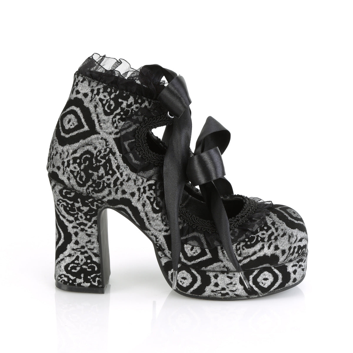 GOTHIKA-53 Black-Silver Faux Nubuck Leather