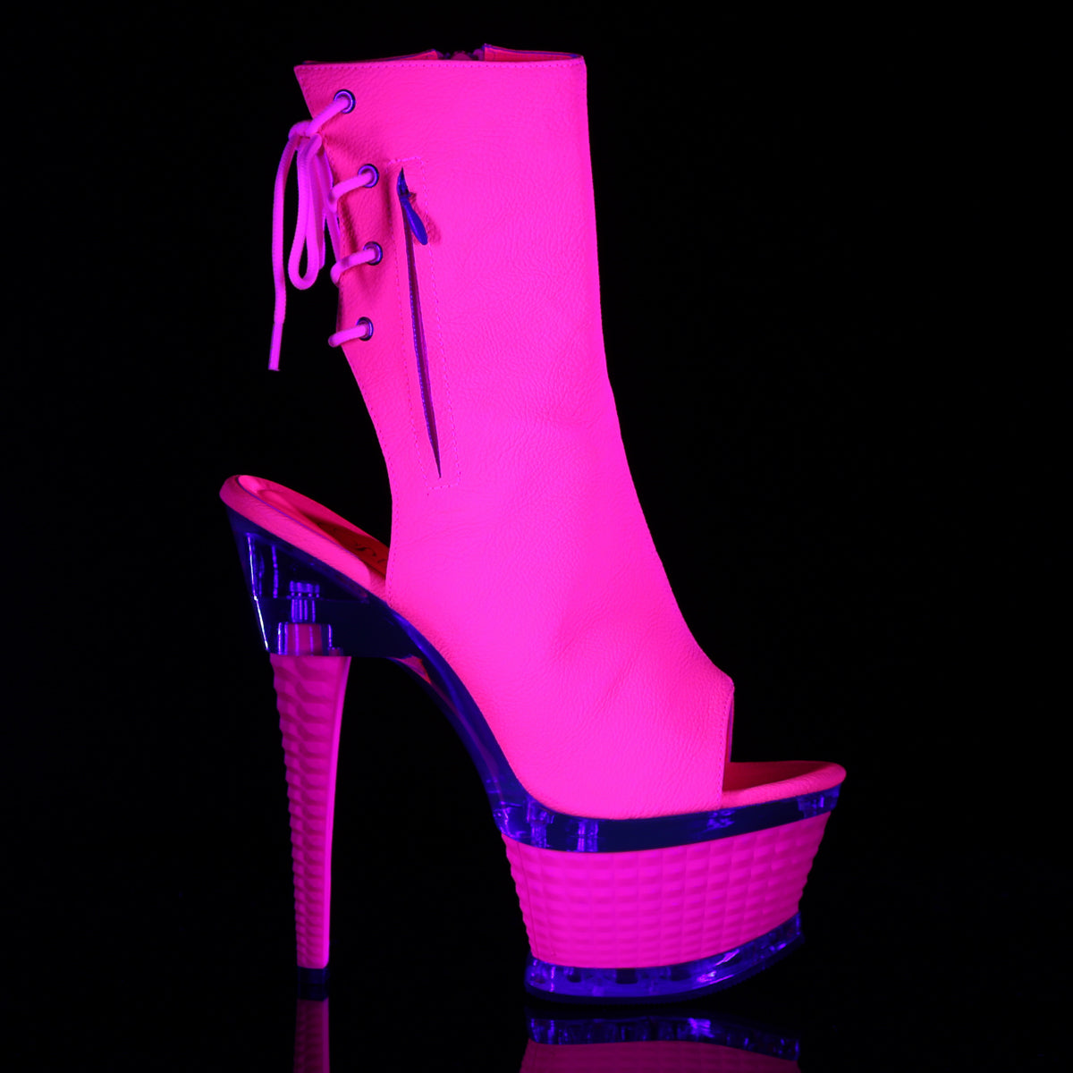 ILLUSION-1018UV Neon Hot Pink Faux Leather/Hot Pink
