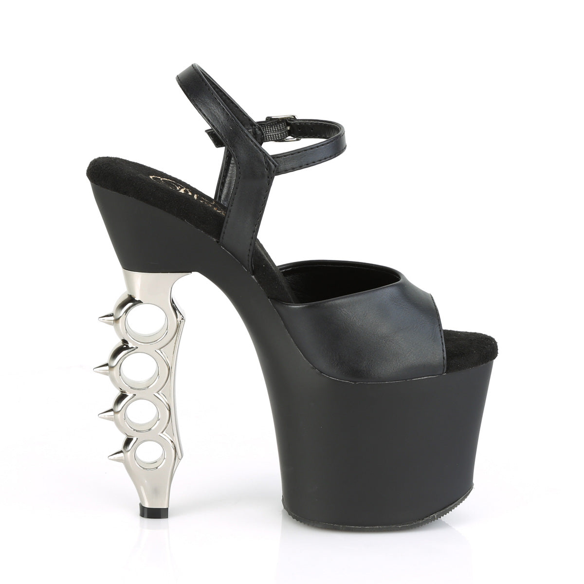 IRONGRIP-709 Black Faux Leather/Black Matte-Silver Brushed