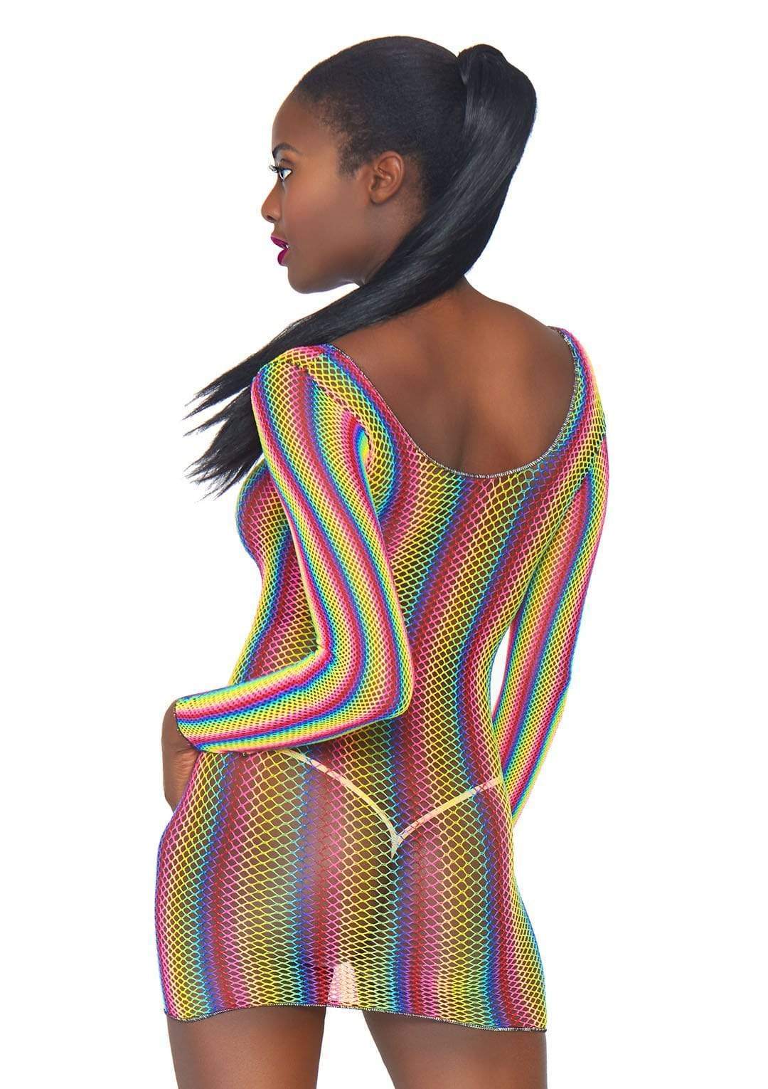 Leg Avenue Rainbow Fishnet Mini Dress 86795
