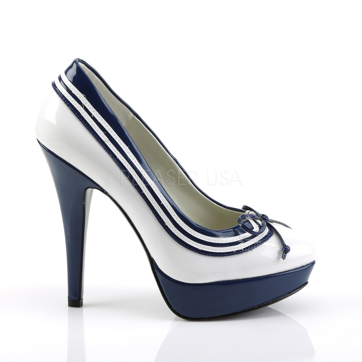 LOLITA-13 White-Navy Blue Patent