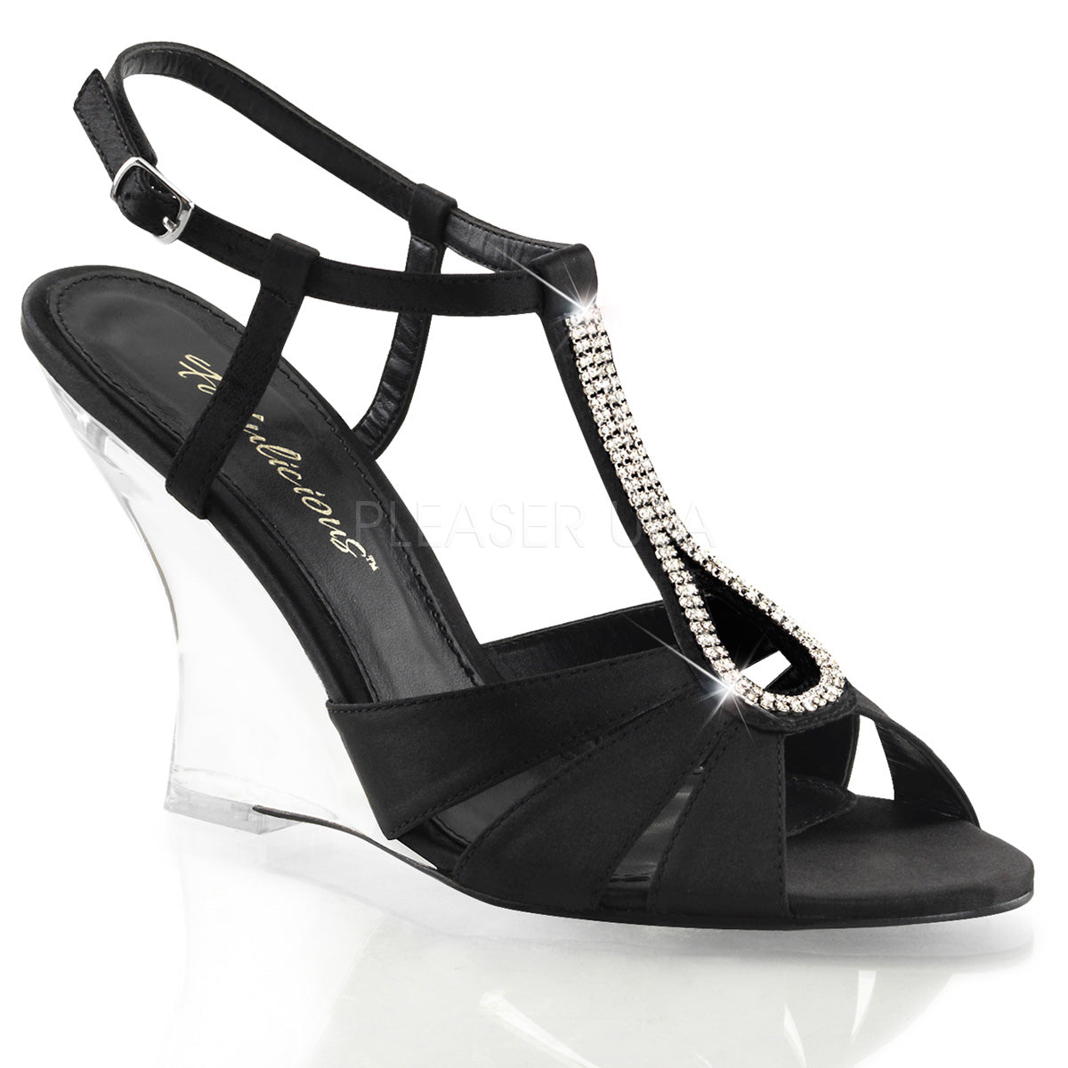 LOVELY-420 Black Satin/Clear