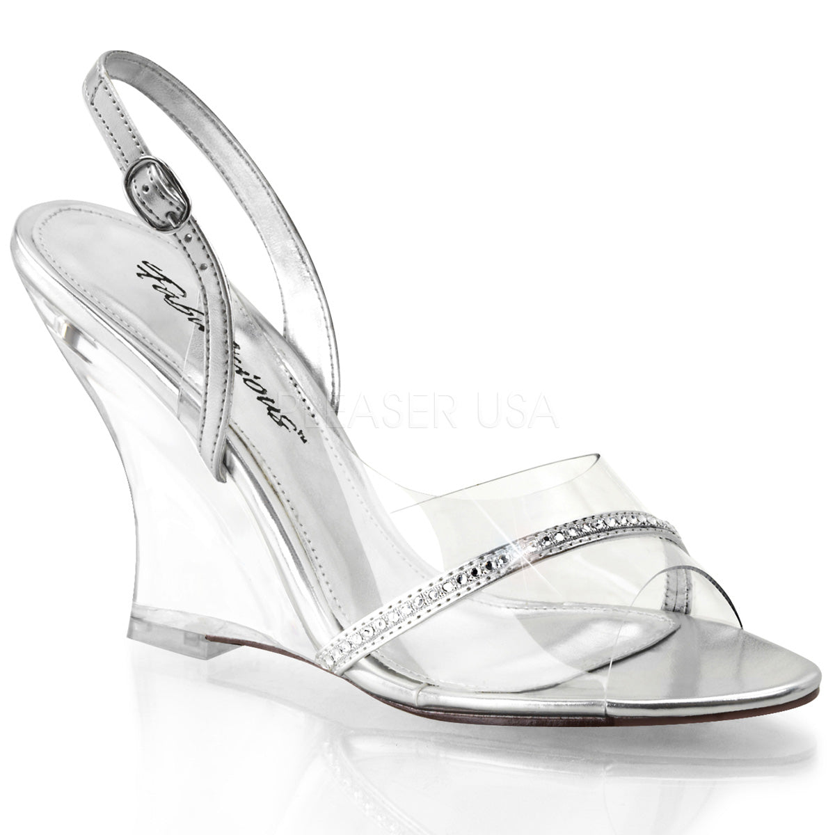LOVELY-456 Clear-Silver Metallic Pu/Clear