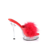 MAJESTY-501F-8  Red Faux Leather-Fur/Clear
