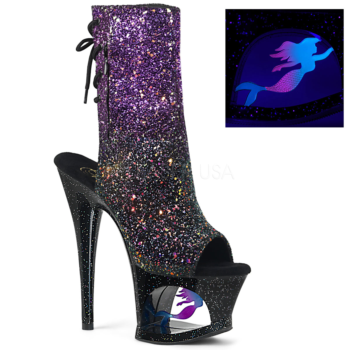 MOON-1018MER Purple-Black Ombre Glitter/Black