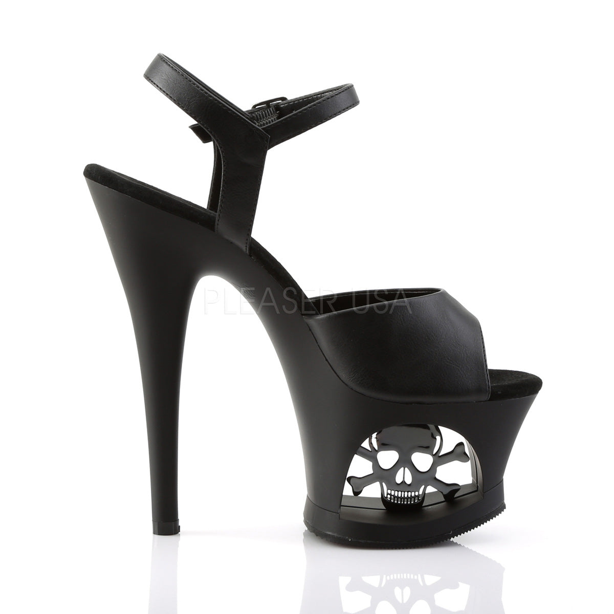 MOON-709SK Black Faux Leather/Black Matte