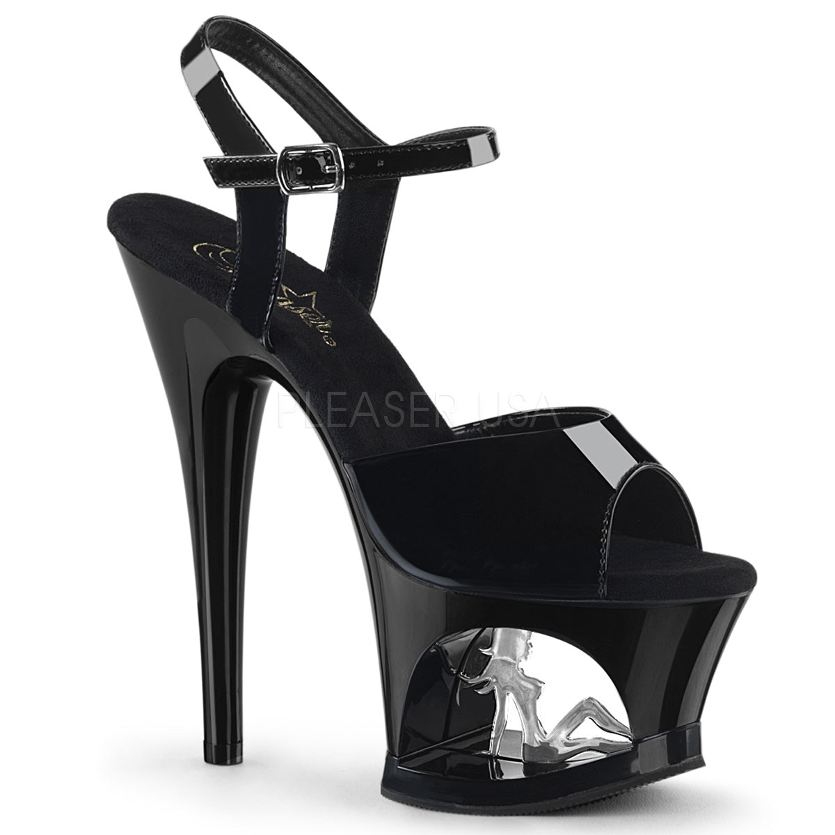 MOON-709TG Black Patent/Black-Silver