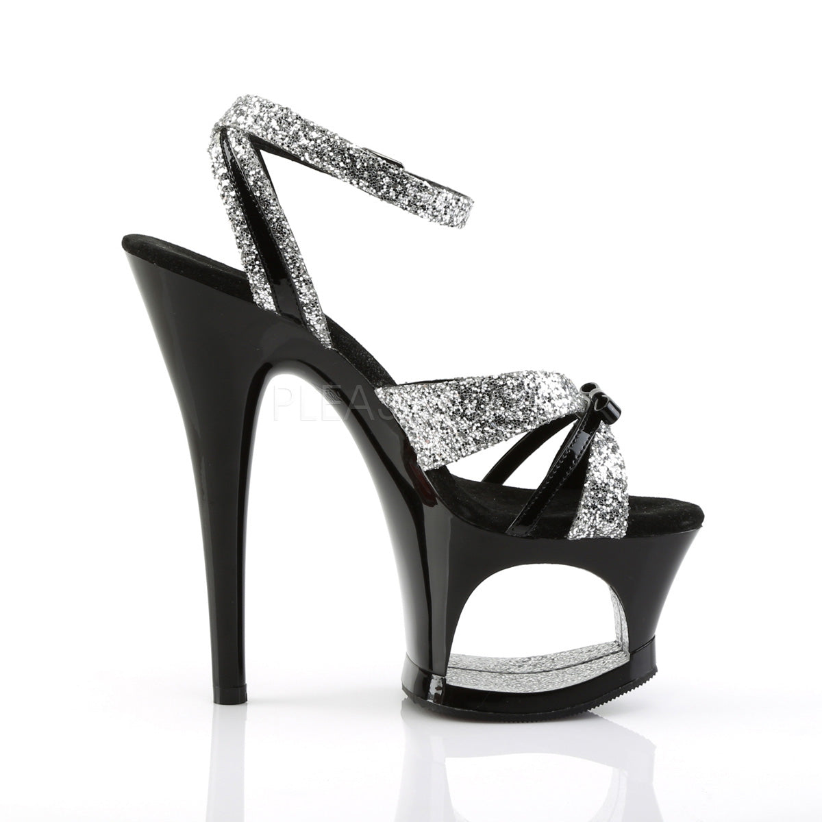 MOON-728 Silver Glitter-Black Patent/Black