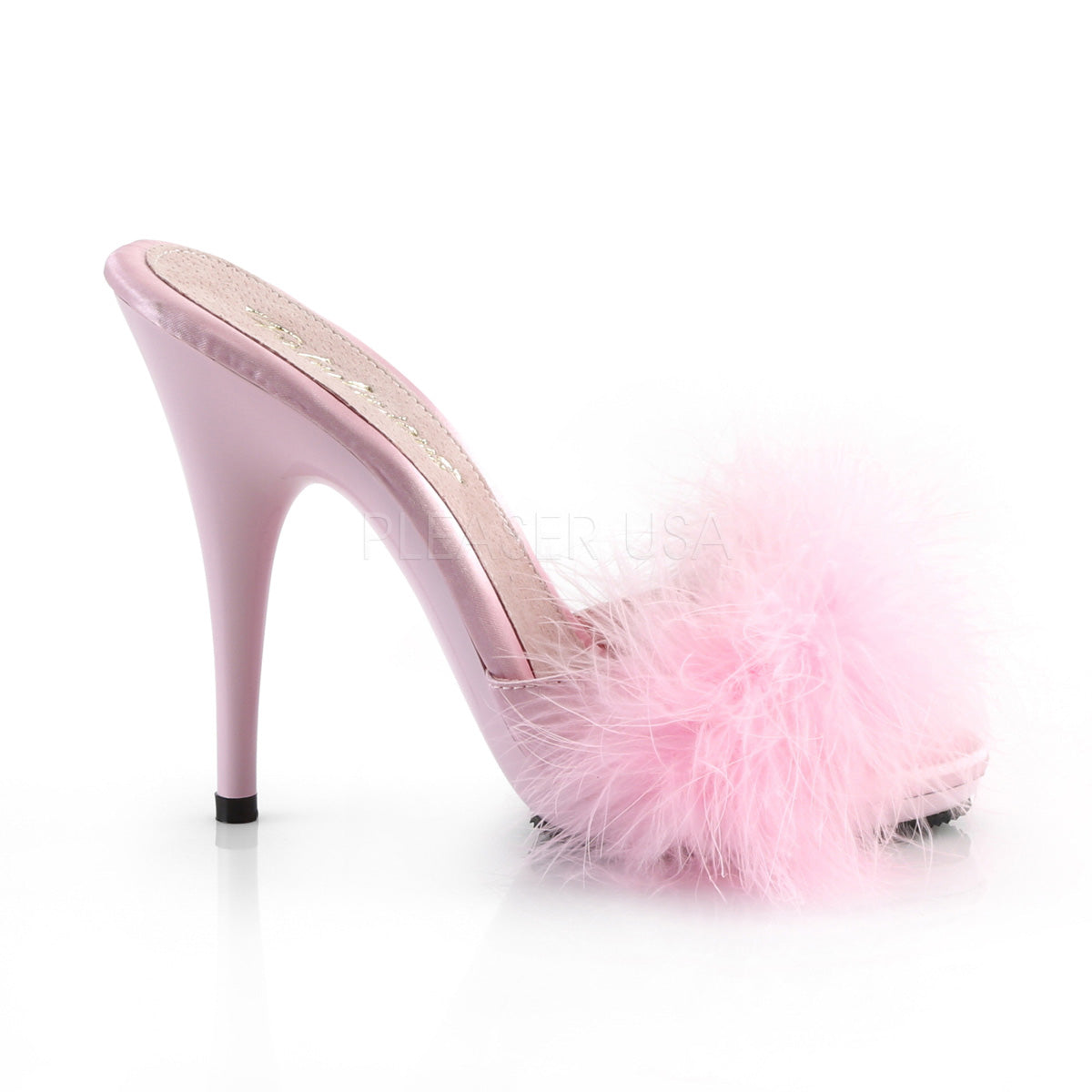 POISE-501F Baby Pink Satin-Marabou Fur/Baby Pink