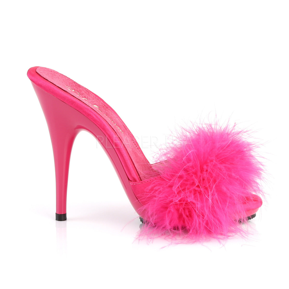 POISE-501F Hot Pink Satin-Marabou Fur/Hot Pink