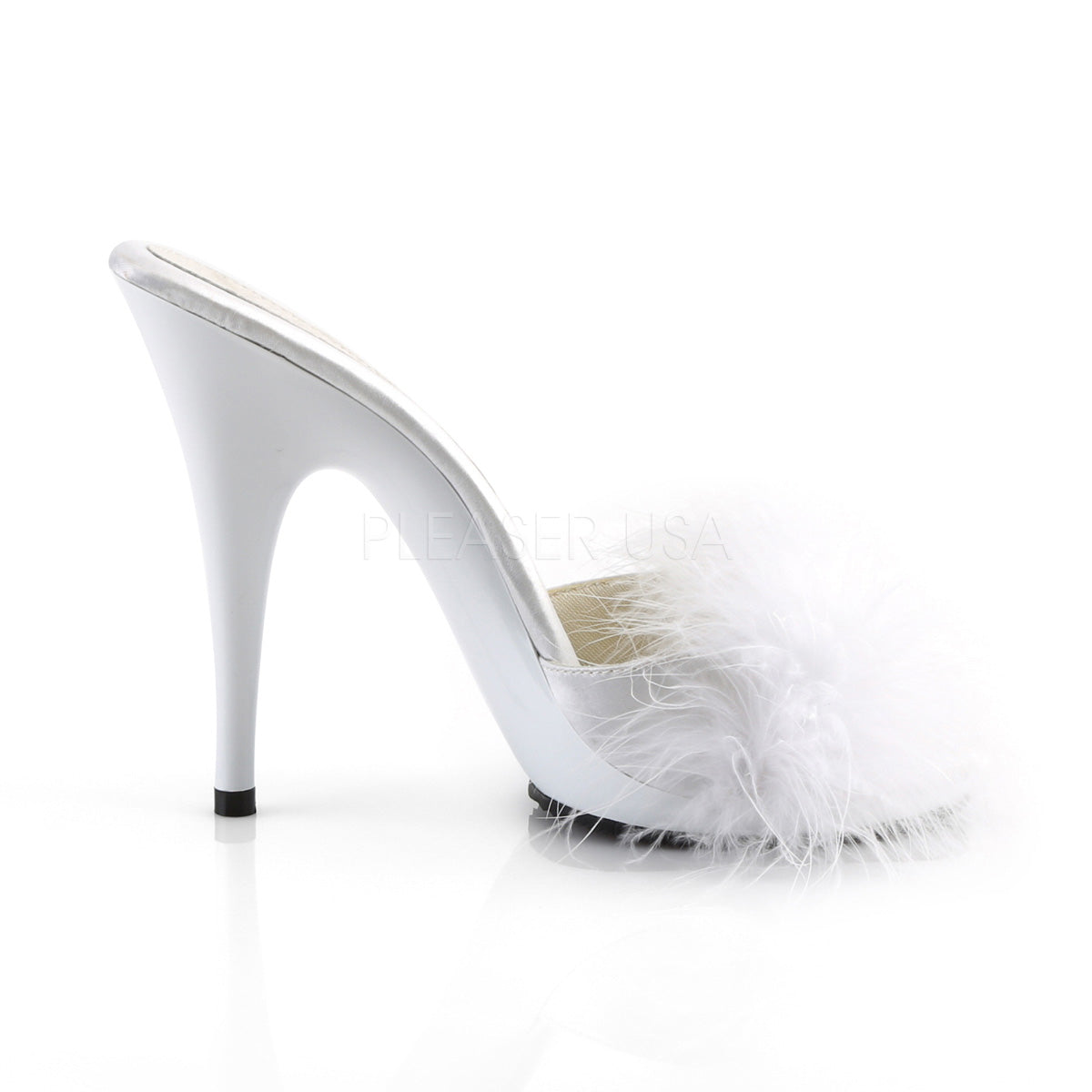 POISE-501F White Satin-Marabou Fur/White