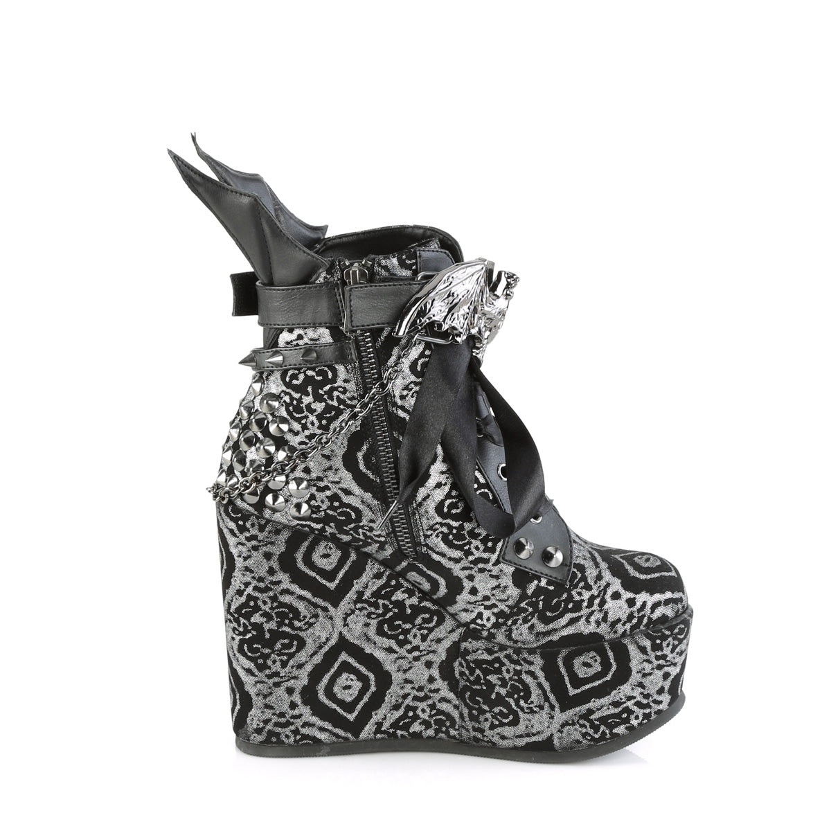POISON-107 Black-Silver Faux Nubuck Leather