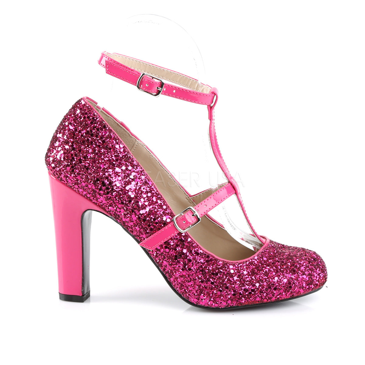 QUEEN-01 Hot Pink Glitter-Patent