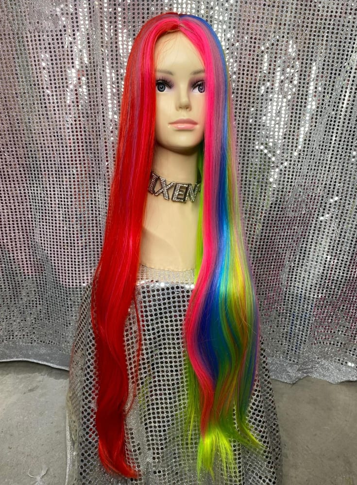 Long Rainbow Magic Wig