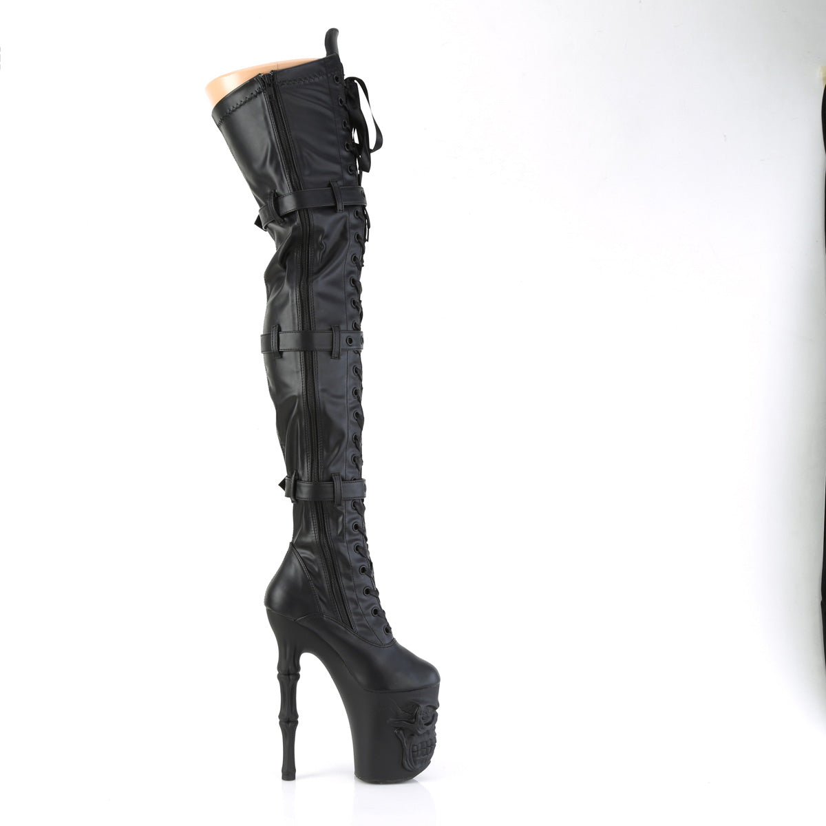 RAPTURE-3028 Black Stretch. Faux Leather/Black Matte