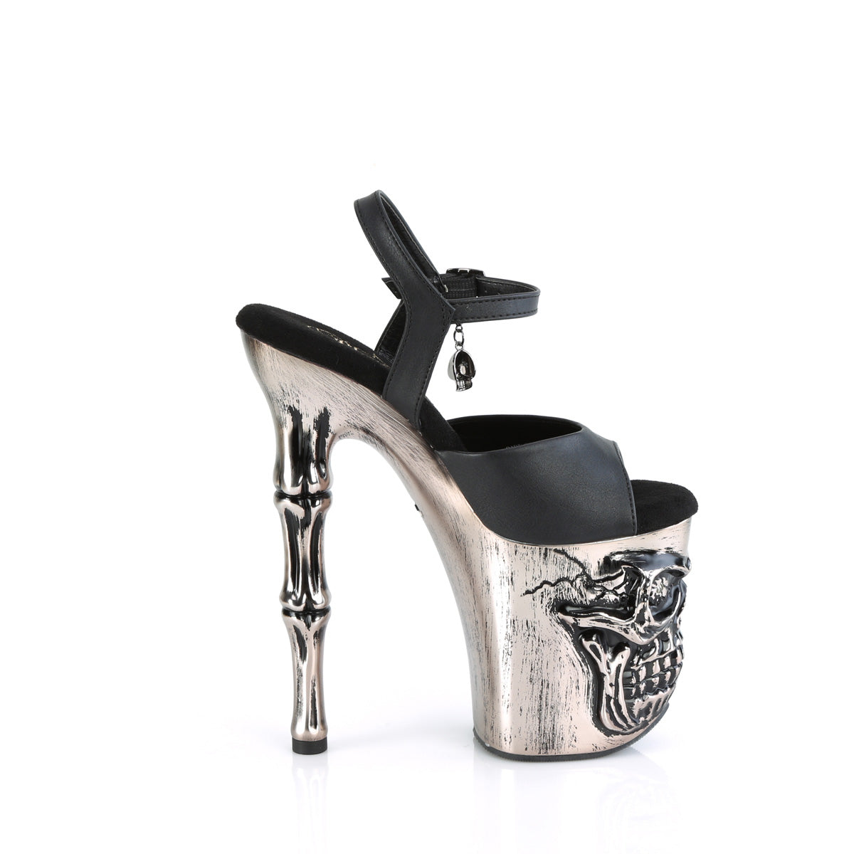 RAPTURE-809-LT Black Faux Leather/Satin Pewter Chrome