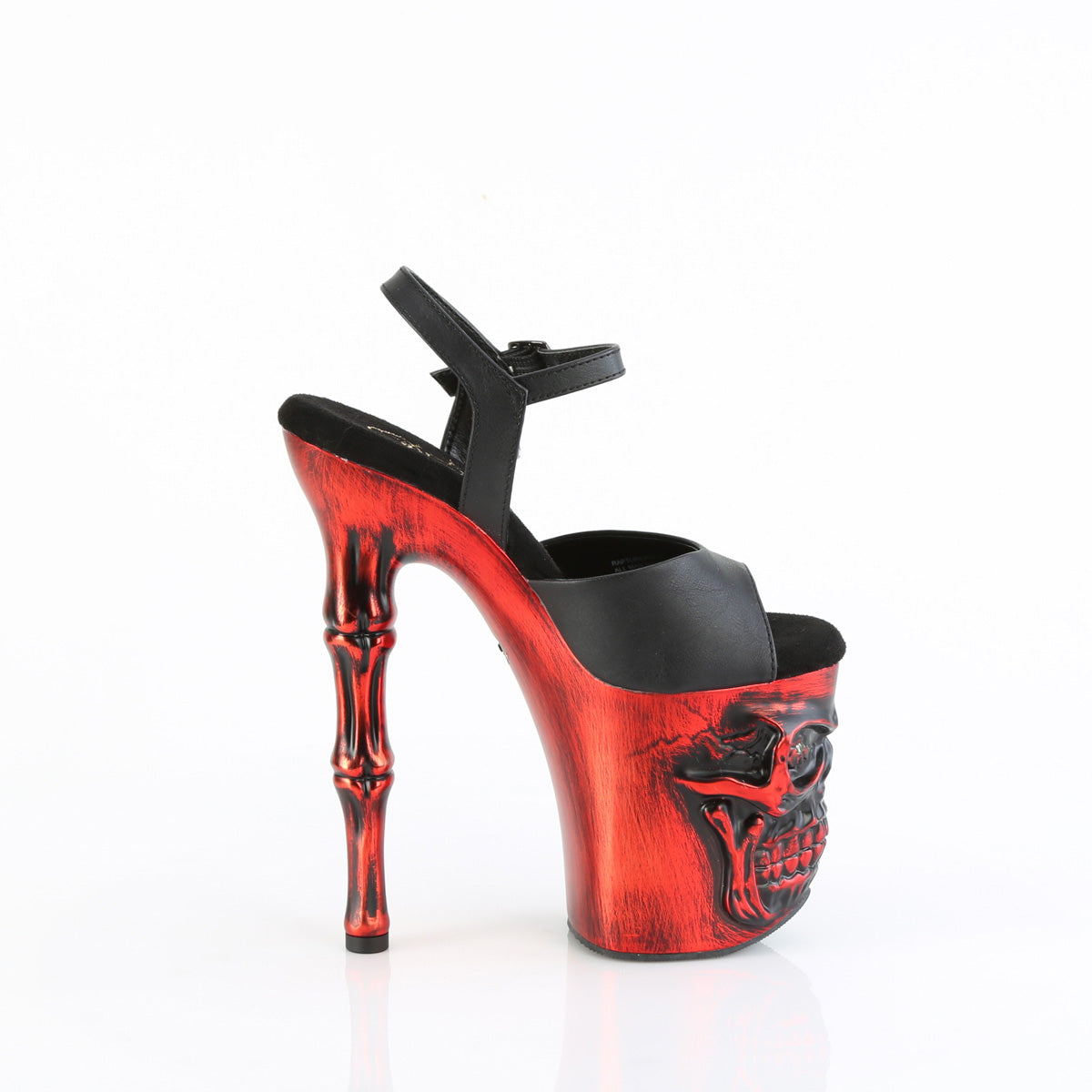 RAPTURE-809-LT Black Faux Leather/Satin Red Chrome