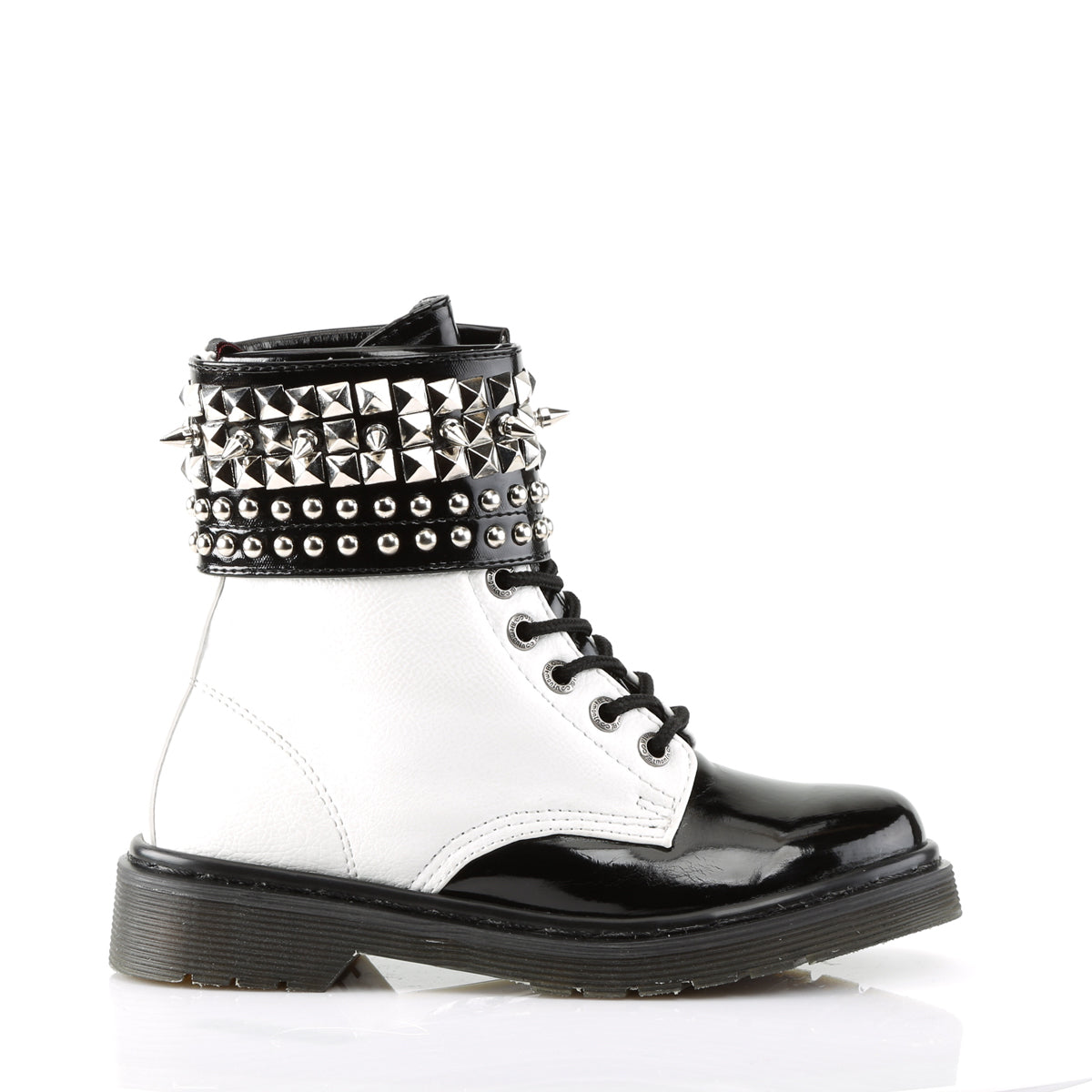 RIVAL-106 White Vegan Leather-Black Patent