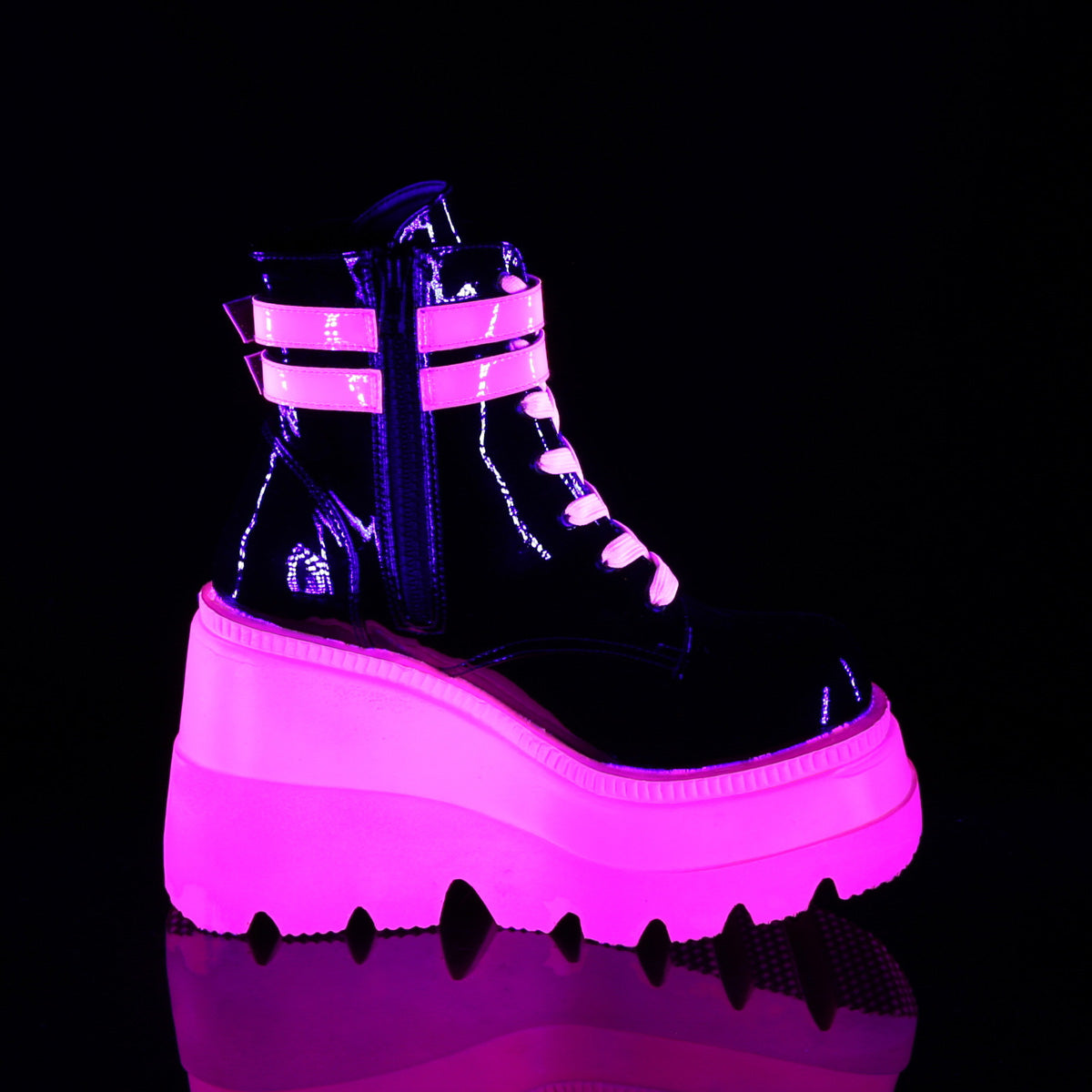 SHAKER-52 Black Patent-UV Neon Pink